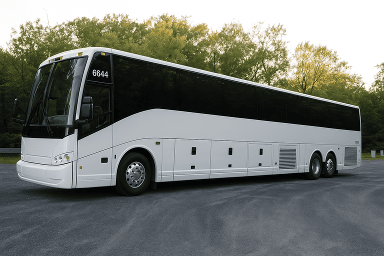 exterior of Charter Bus Rental Little Rock coach bus